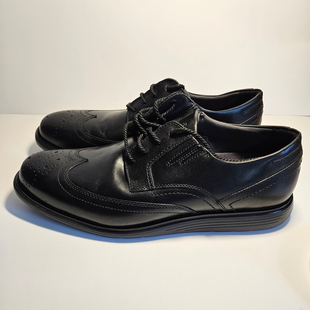 Rockport Total Motion Wingtip Oxford Mens Black Leather Dress Shoes 10.5 M